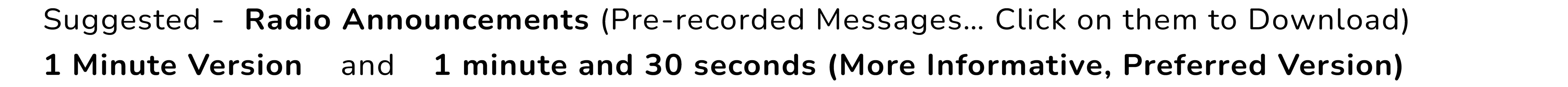 Suggested - Radio Announcements